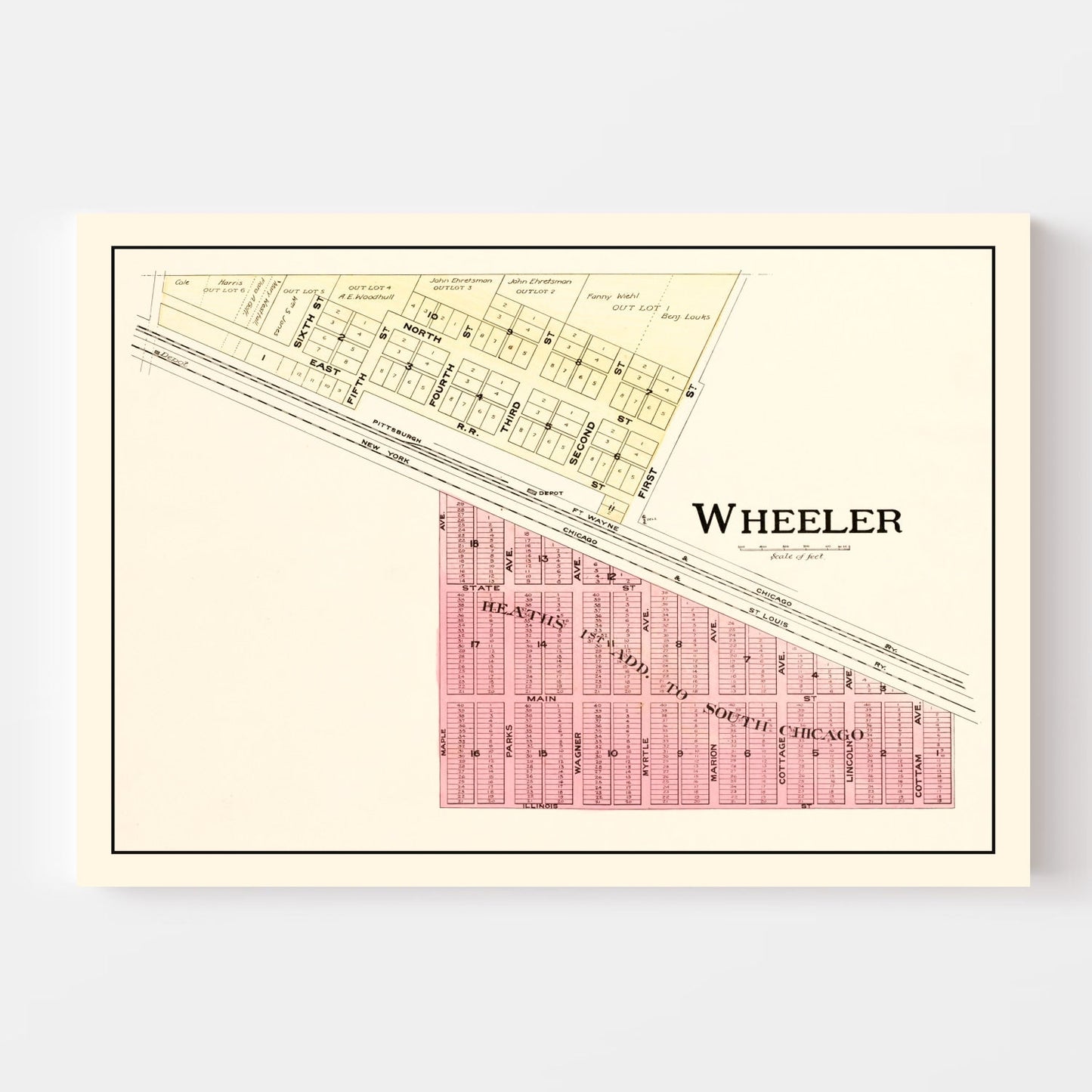 Vintage Map of Wheeler, Indiana 1895