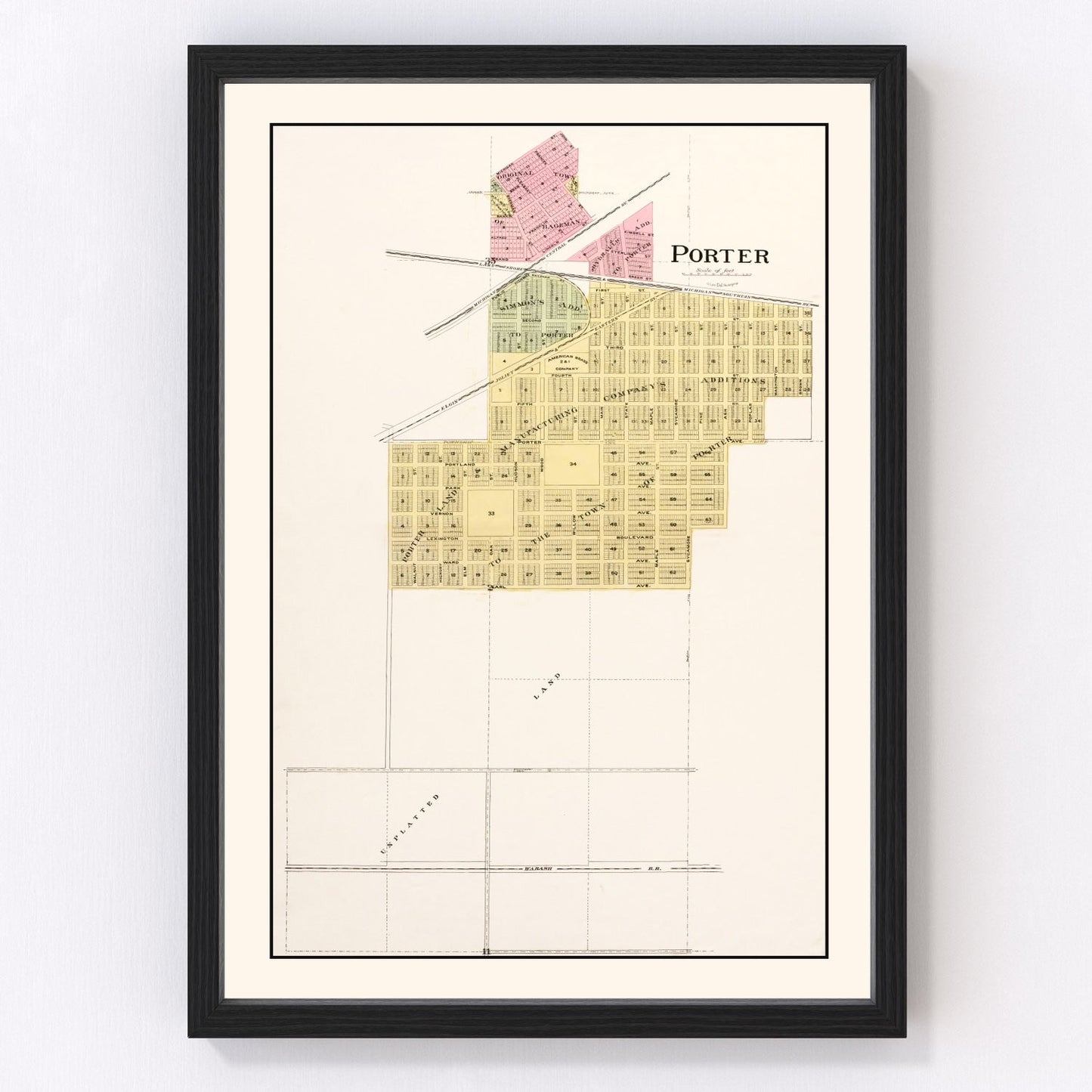 Vintage Map of Porter, Indiana 1895