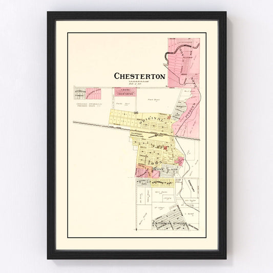 Vintage Map of Chesterton, Indiana 1895