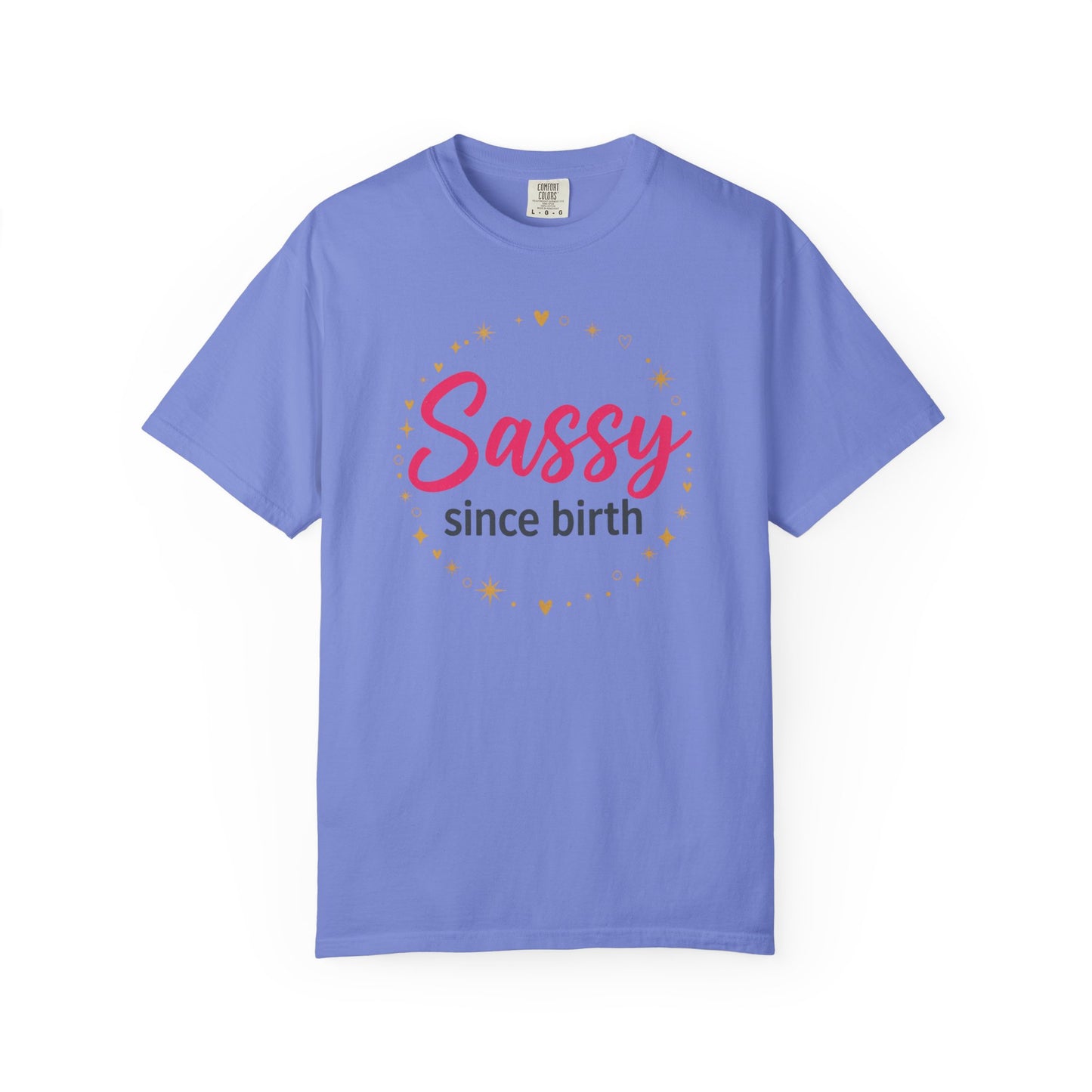 Sassy Since Birth T-Shirt | Pink, Gold Stars