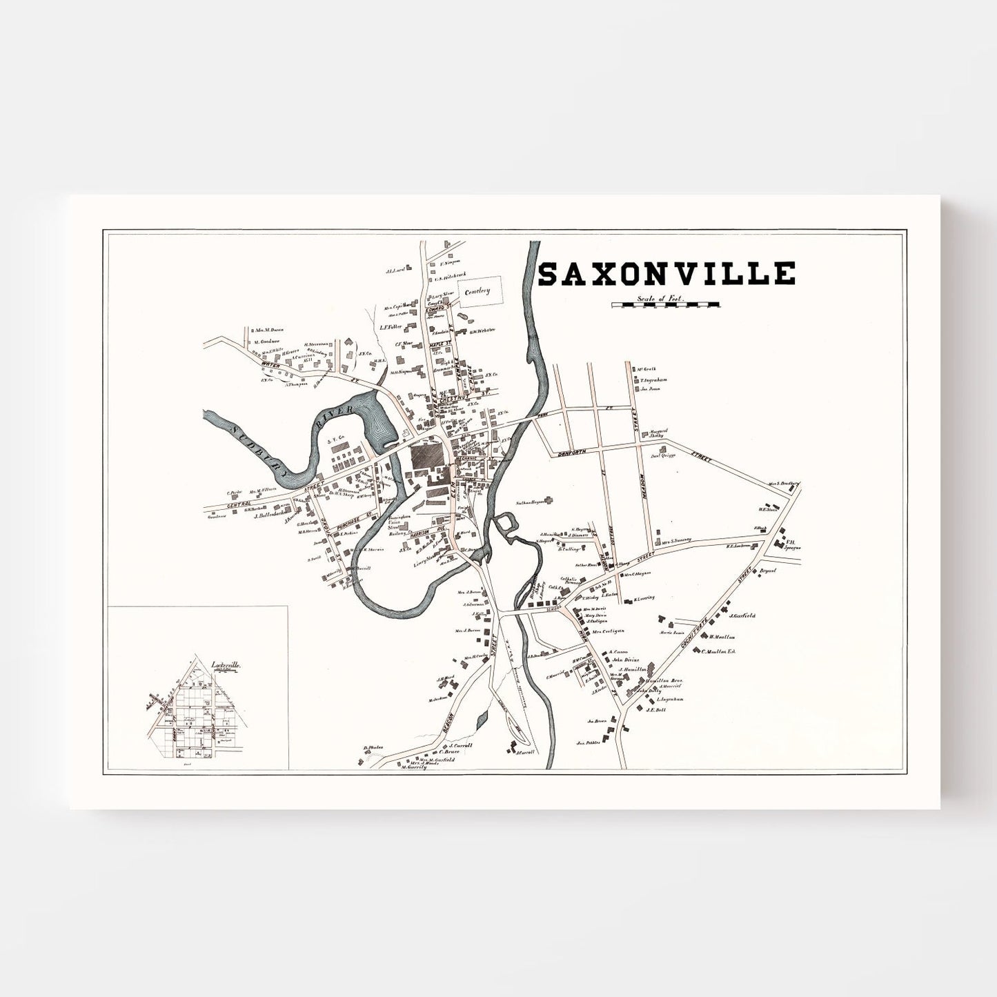 Vintage Map of Saxonville, Massachusetts 1895