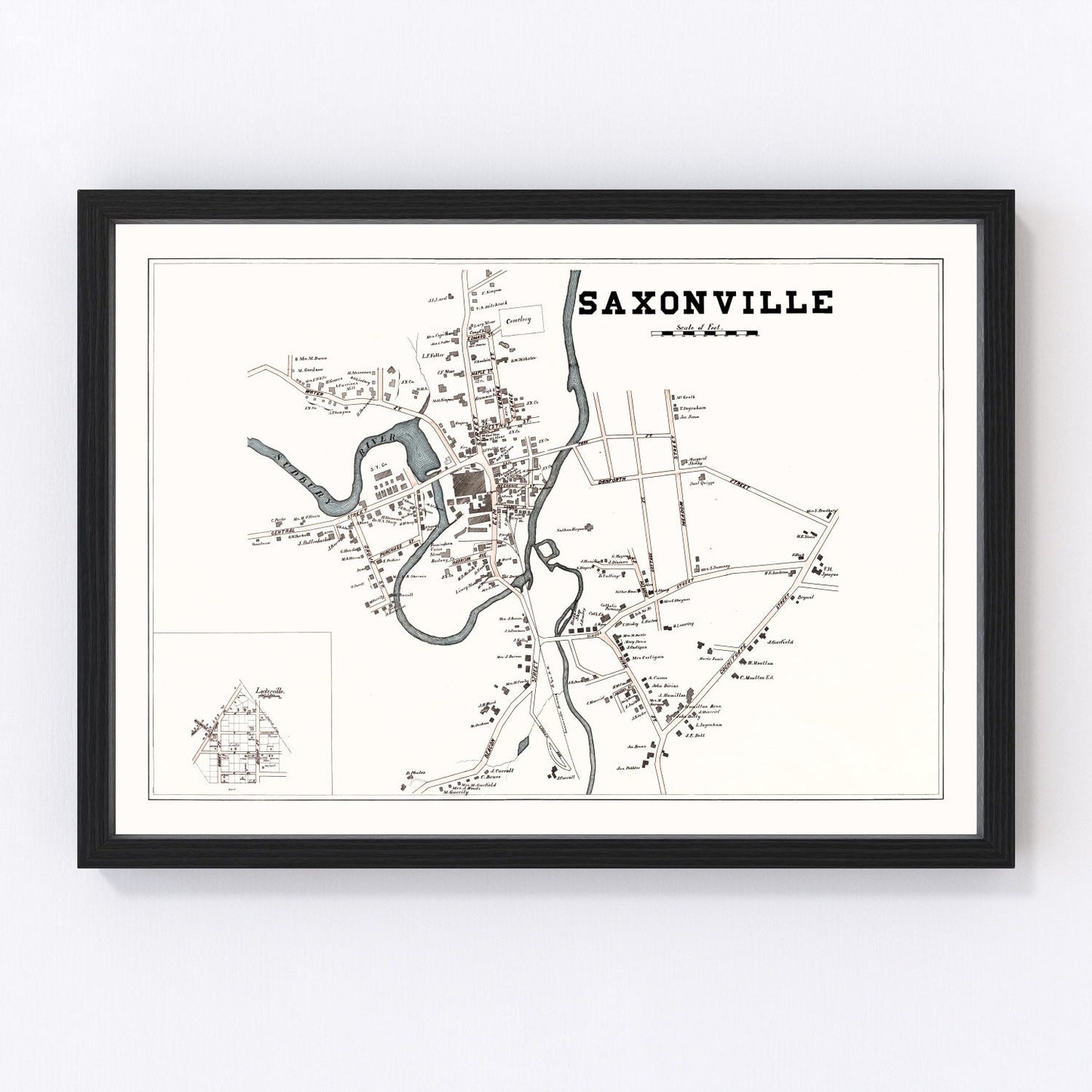 Vintage Map of Saxonville, Massachusetts 1895