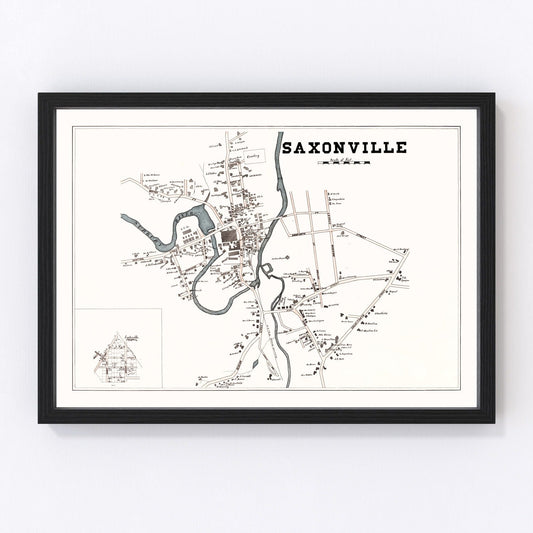 Vintage Map of Saxonville, Massachusetts 1895