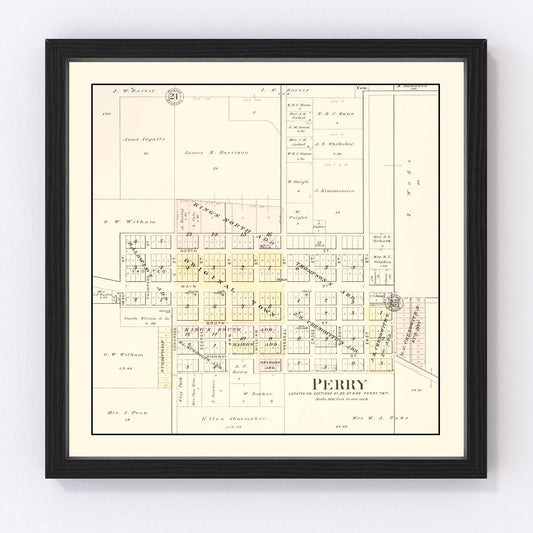Vintage Map of Perry, Illinois 1895