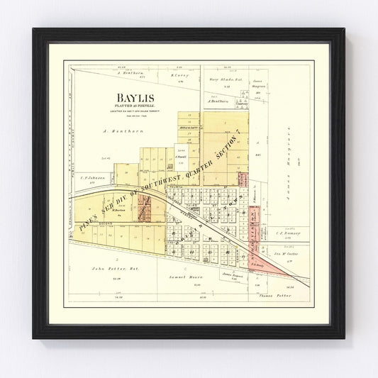 Vintage Map of Baylis, Illinois 1895