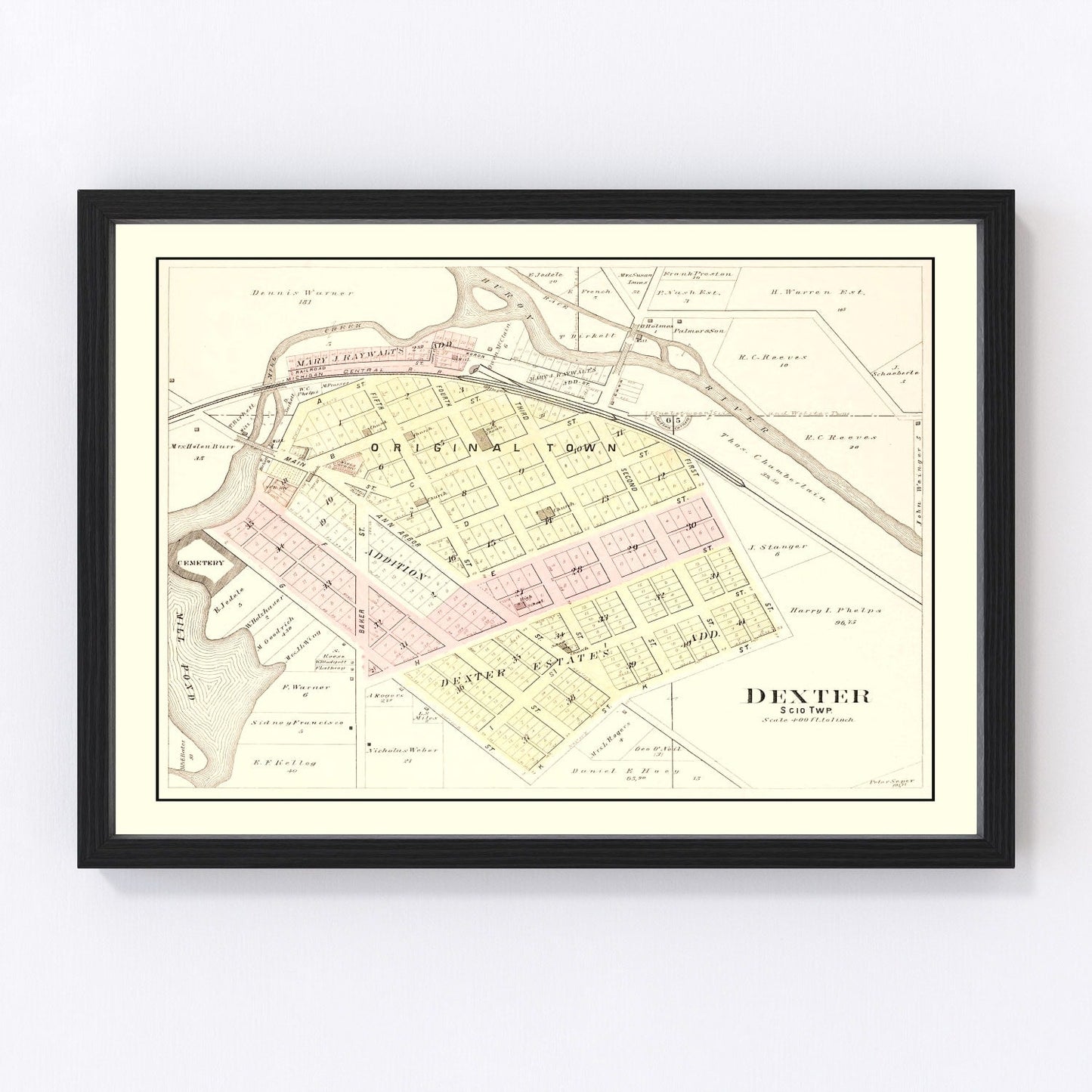 Vintage Map of Dexter, Michigan 1895