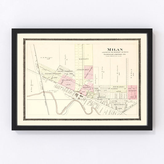 Vintage Map of Milan, Michigan 1895