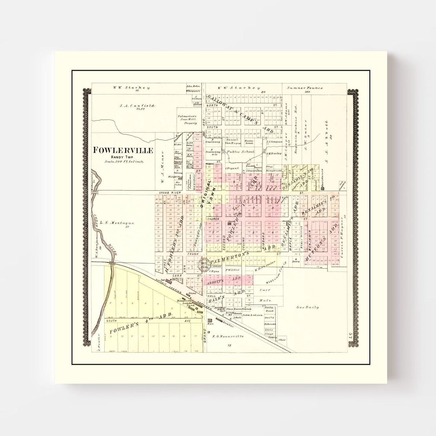 Vintage Map of Fowlerville, Michigan 1895