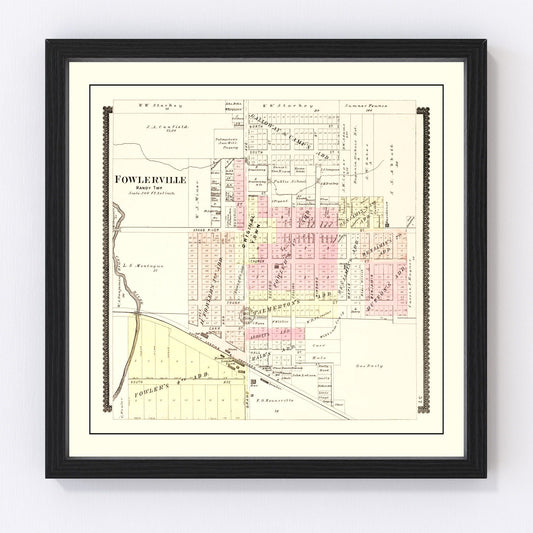 Vintage Map of Fowlerville, Michigan 1895
