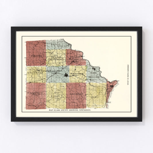 Vintage Map of Clark County, Missouri 1896