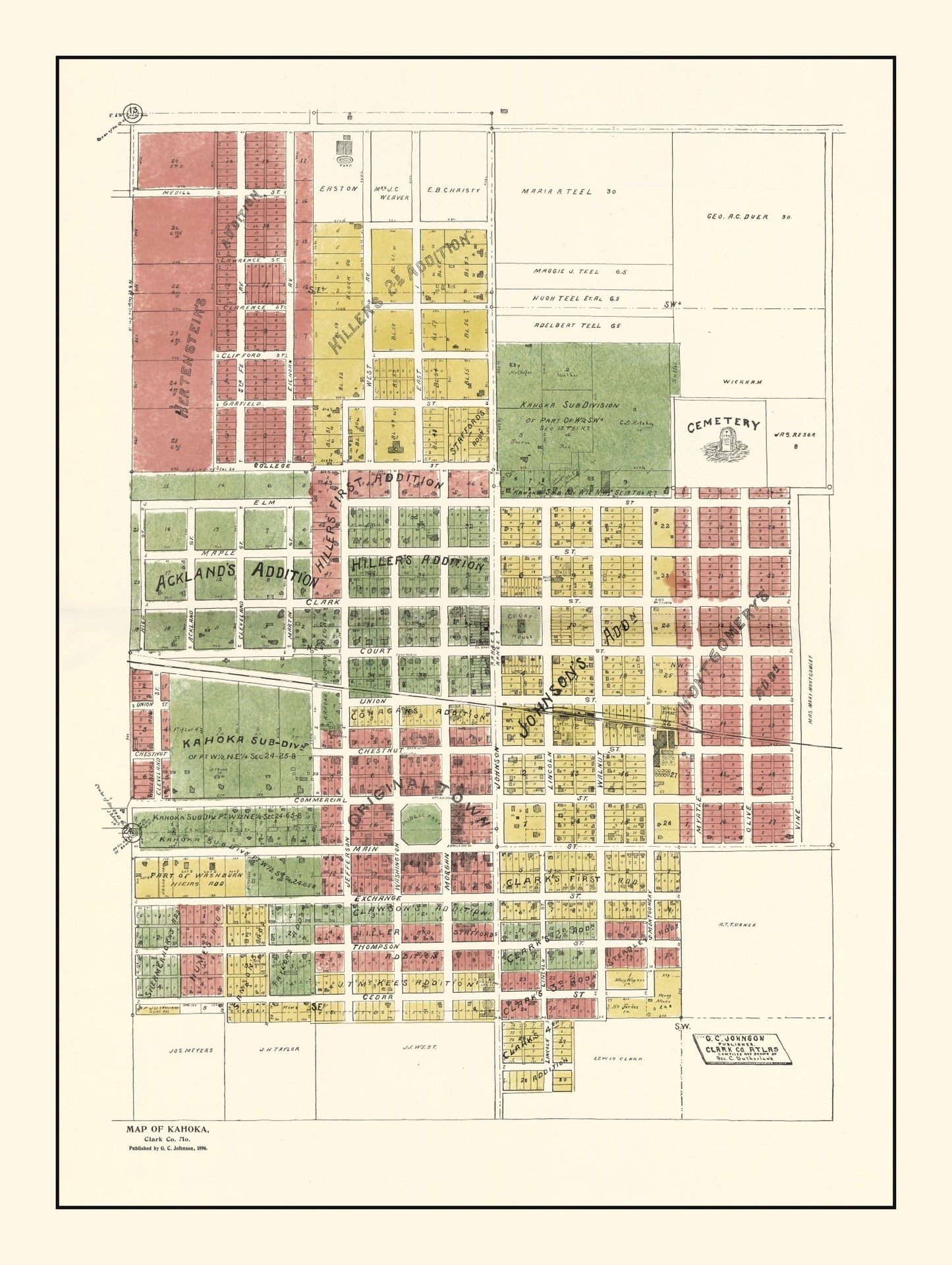 Vintage Map of Kahoka, Missouri 1896