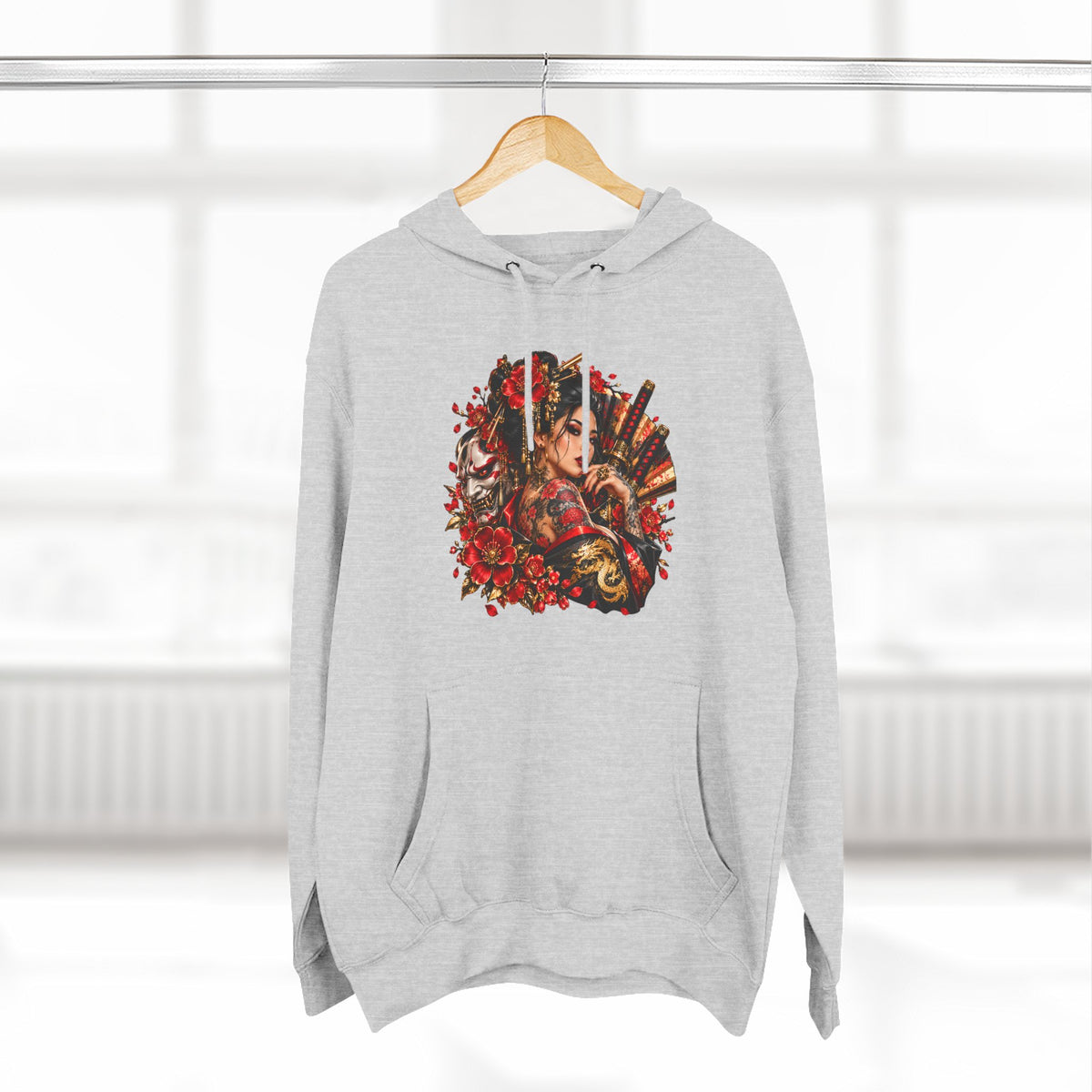Floral Skull Hoodie — Gothic Rose Graphic Fleece Hoodie