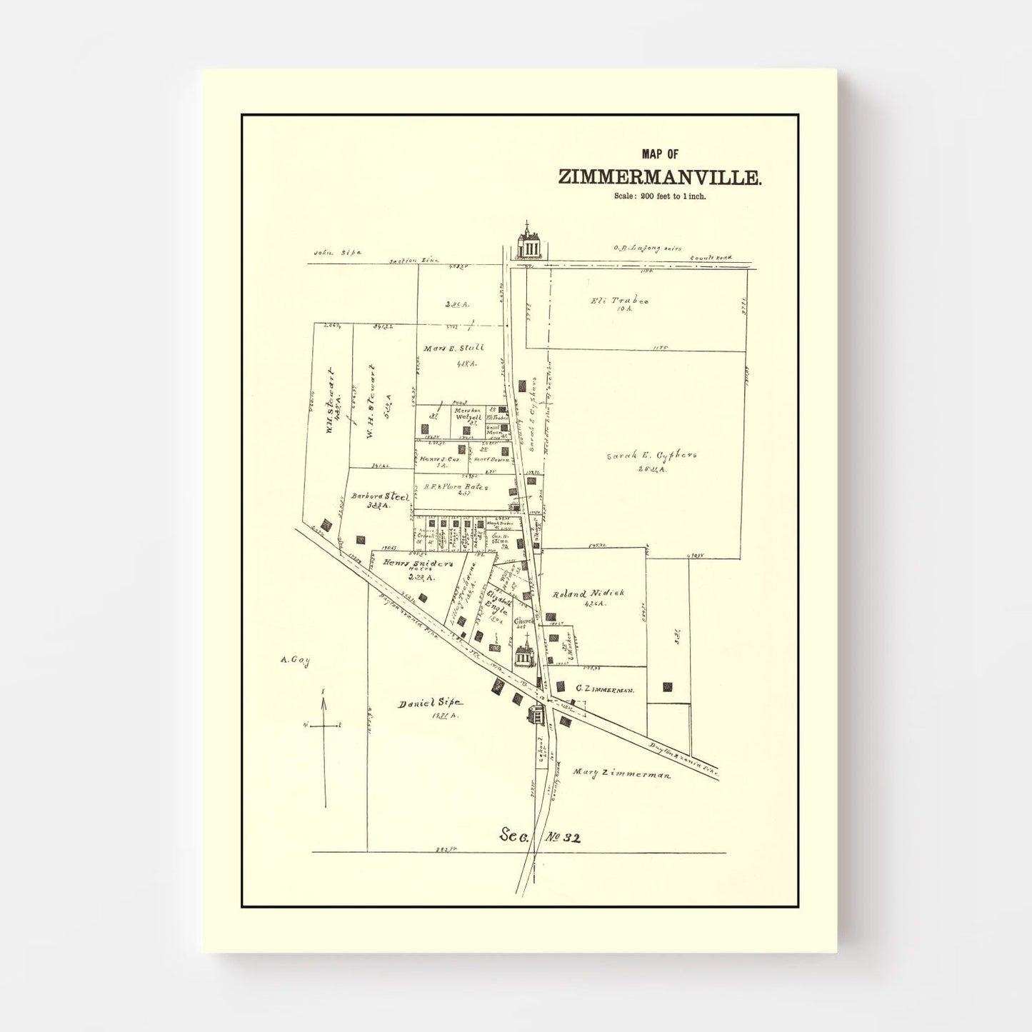 Vintage Map of Zimmermanville, Ohio 1896
