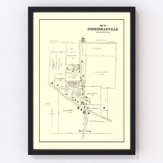 Vintage Map of Zimmermanville, Ohio 1896