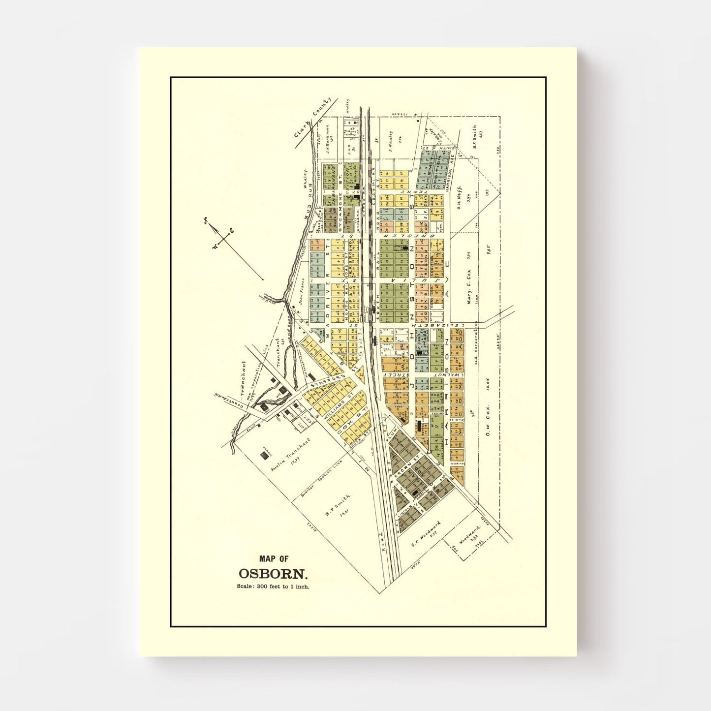 Vintage Map of Osborn, Ohio 1896