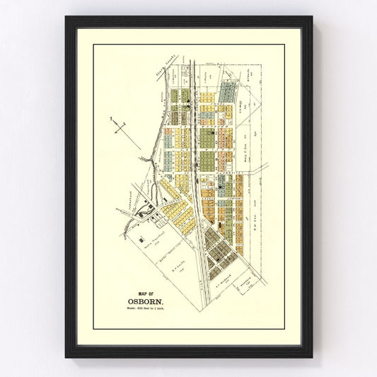 Vintage Map of Osborn, Ohio 1896