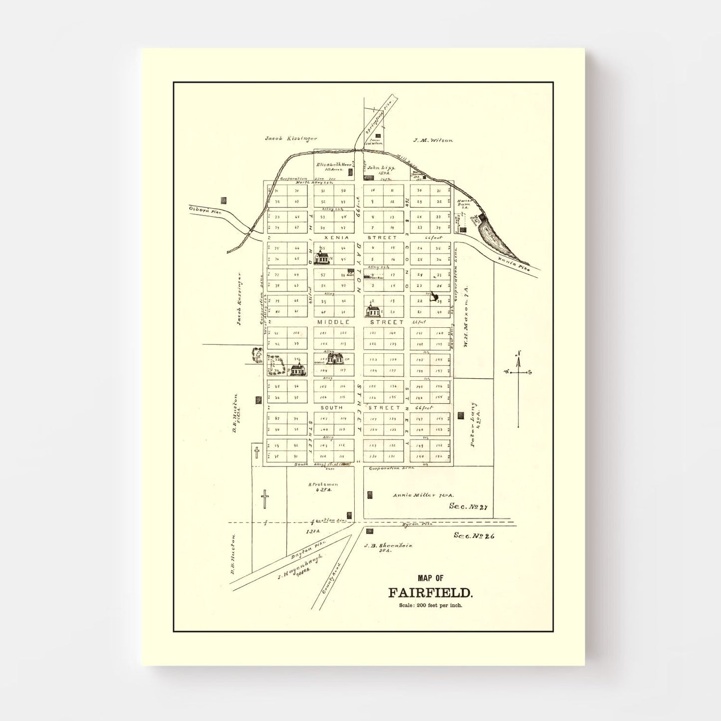 Vintage Map of Fairfield, Ohio 1896