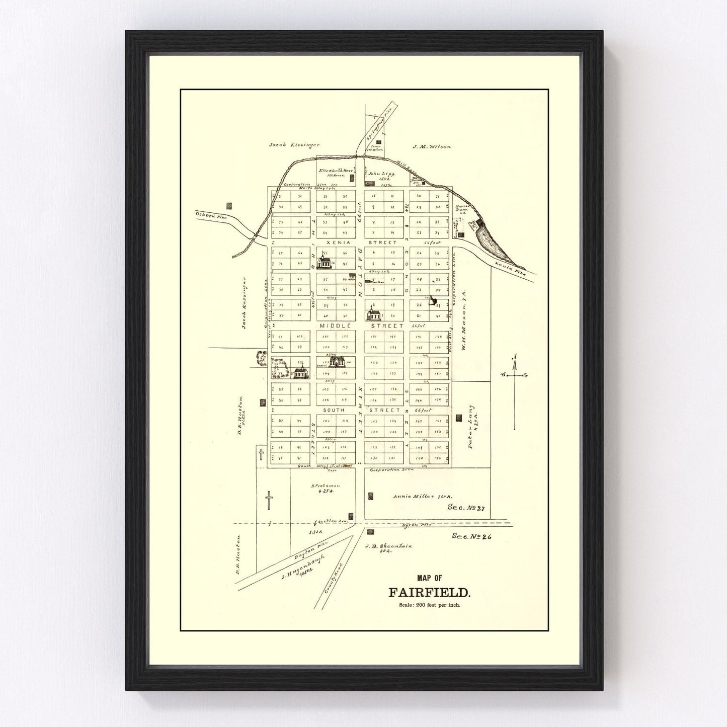Vintage Map of Fairfield, Ohio 1896