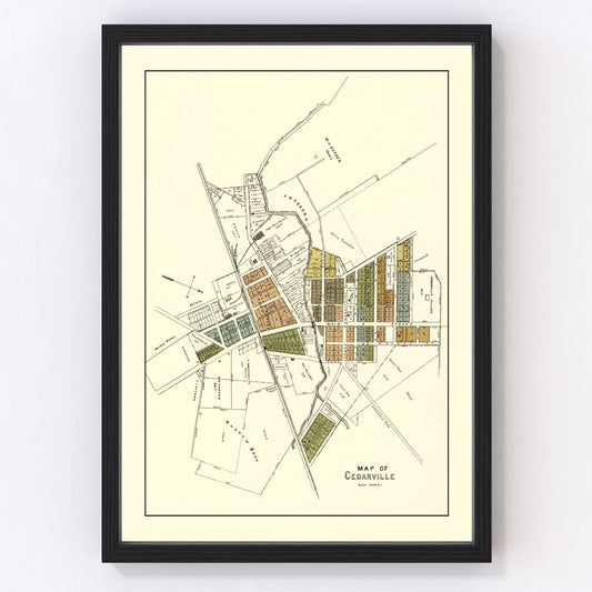 Vintage Map of Cedarville, Ohio 1896