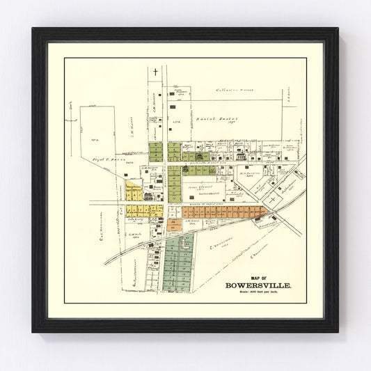 Vintage Map of Bowersville, Ohio 1896