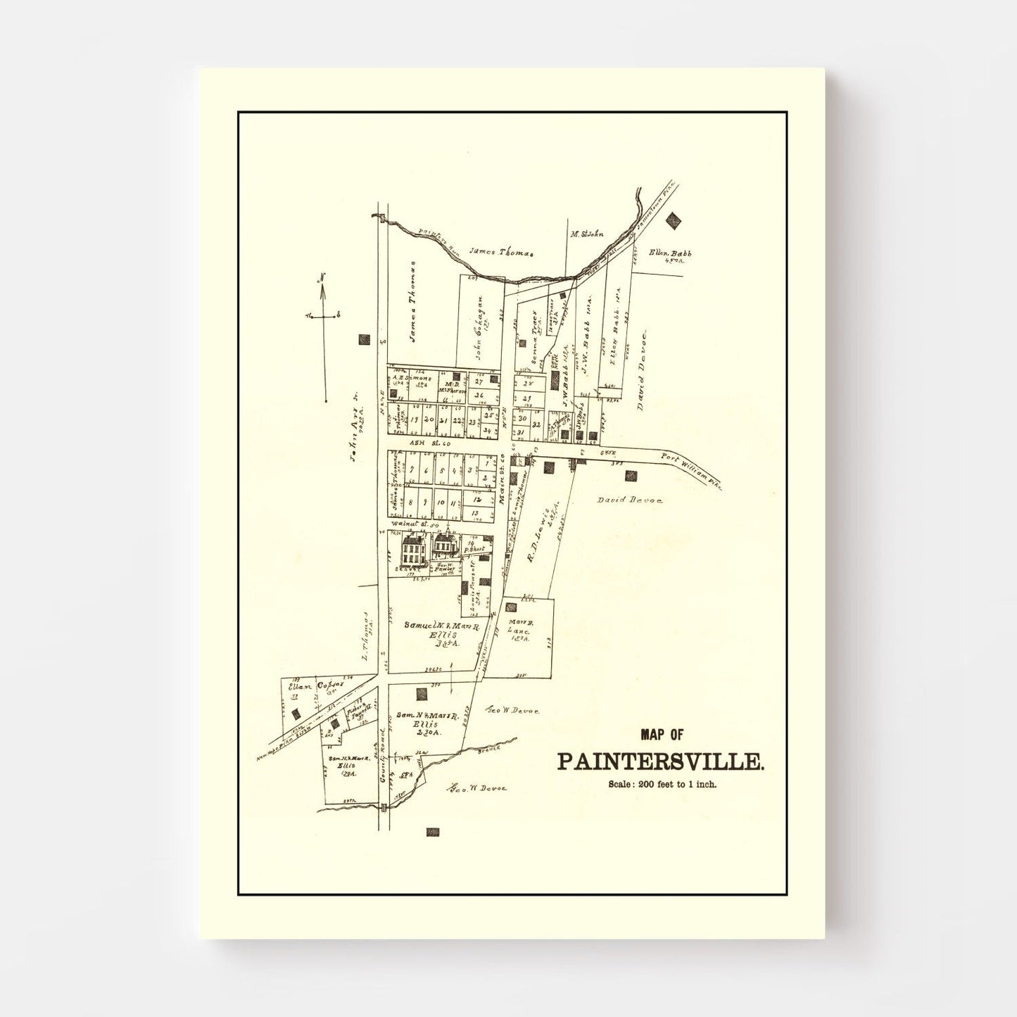 Vintage Map of Paintersville, Ohio 1896