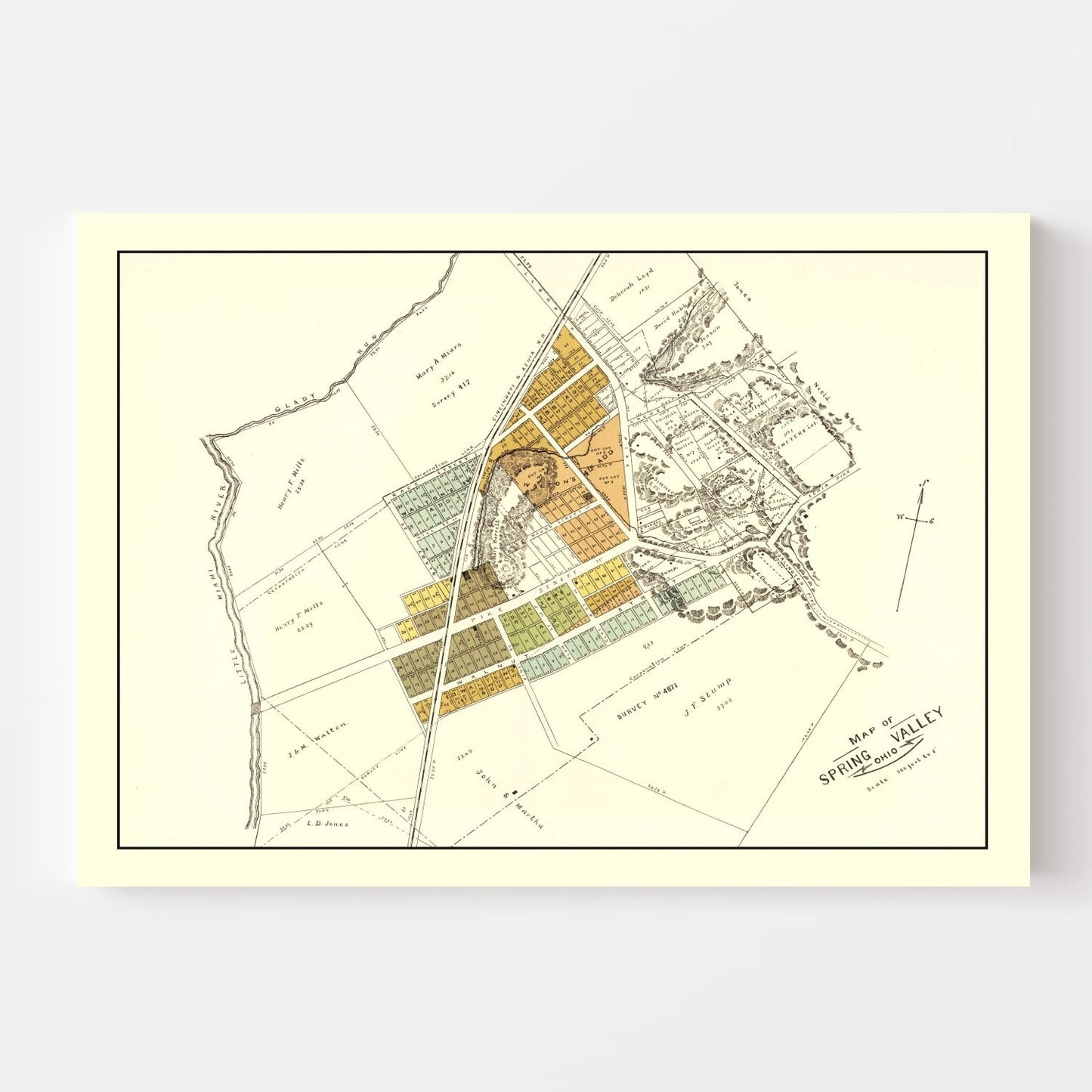 Vintage Map of Spring Valley, Ohio 1896