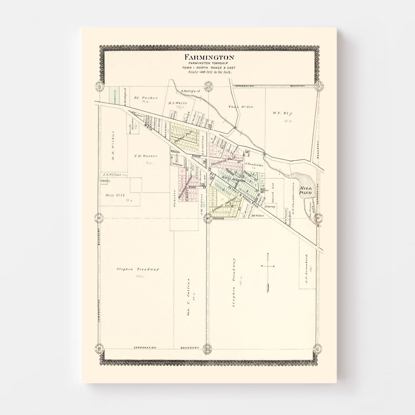 Vintage Map of Farmington, Michigan 1896