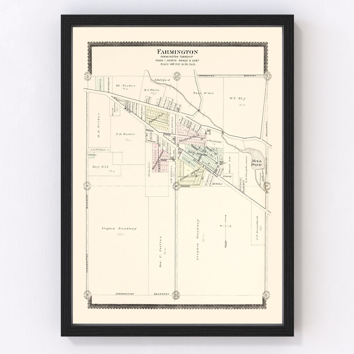 Vintage Map of Farmington, Michigan 1896