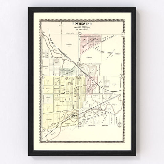 Vintage Map of Rochester, Michigan 1896
