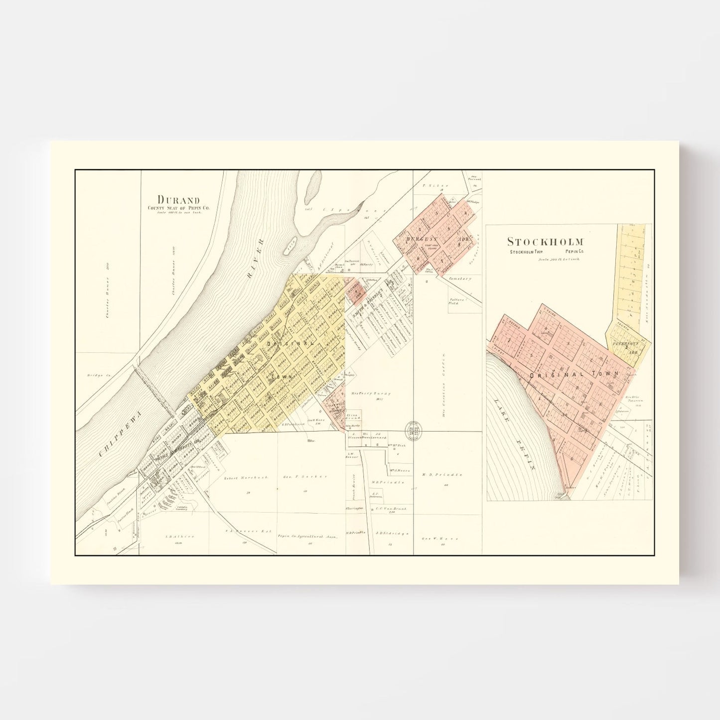Vintage Map of Durand, Wisconsin 1896