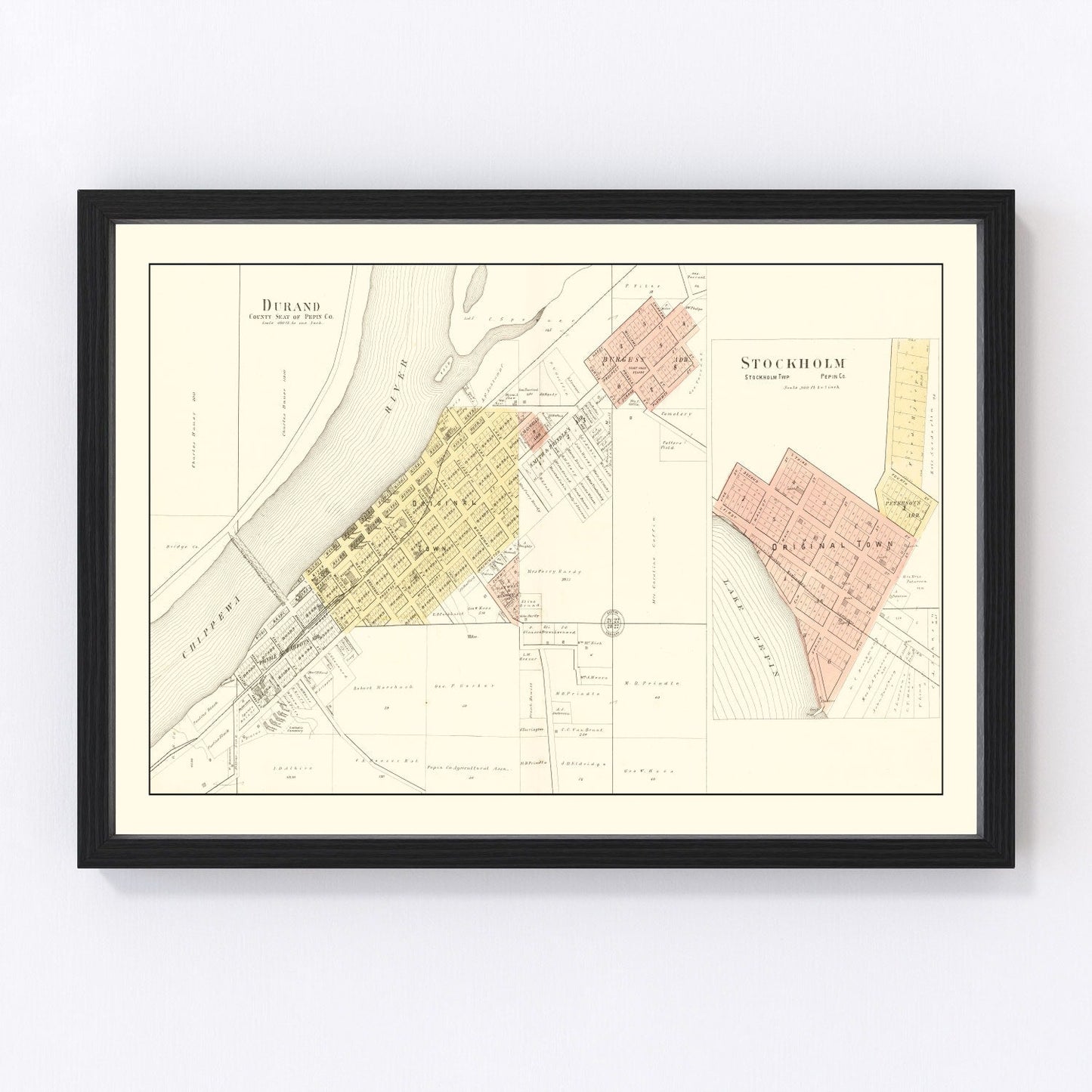 Vintage Map of Durand, Wisconsin 1896