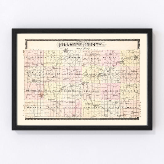 Vintage Map of Fillmore County, Illinois 1896