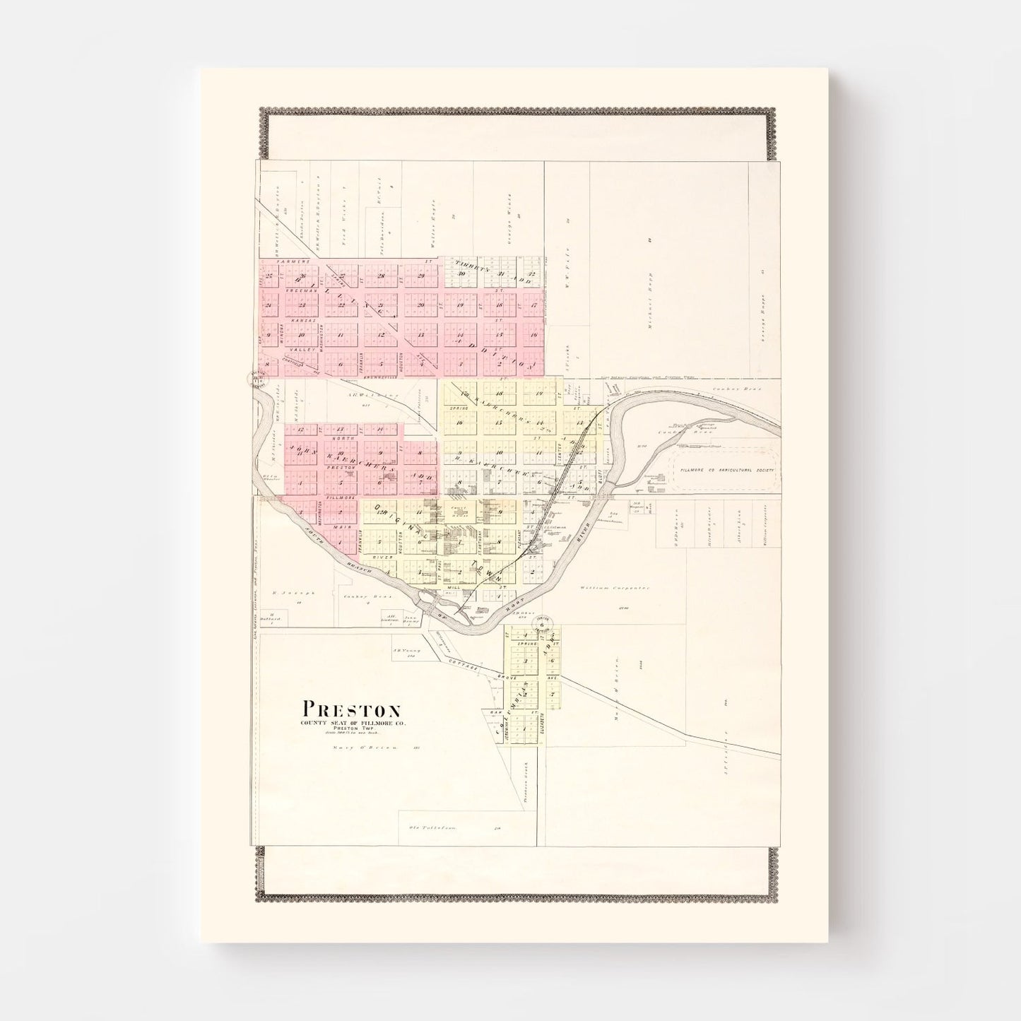 Vintage Map of Preston, Minnesota 1896