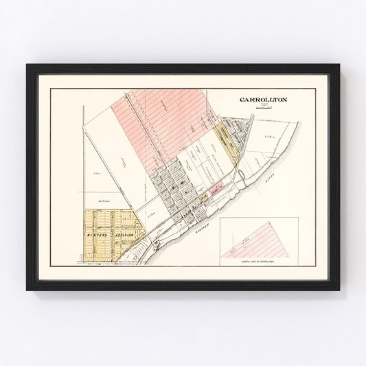 Vintage Map of Carrollton, Michigan 1896