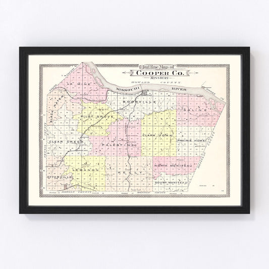 Vintage Map of Cooper County, Missouri 1897