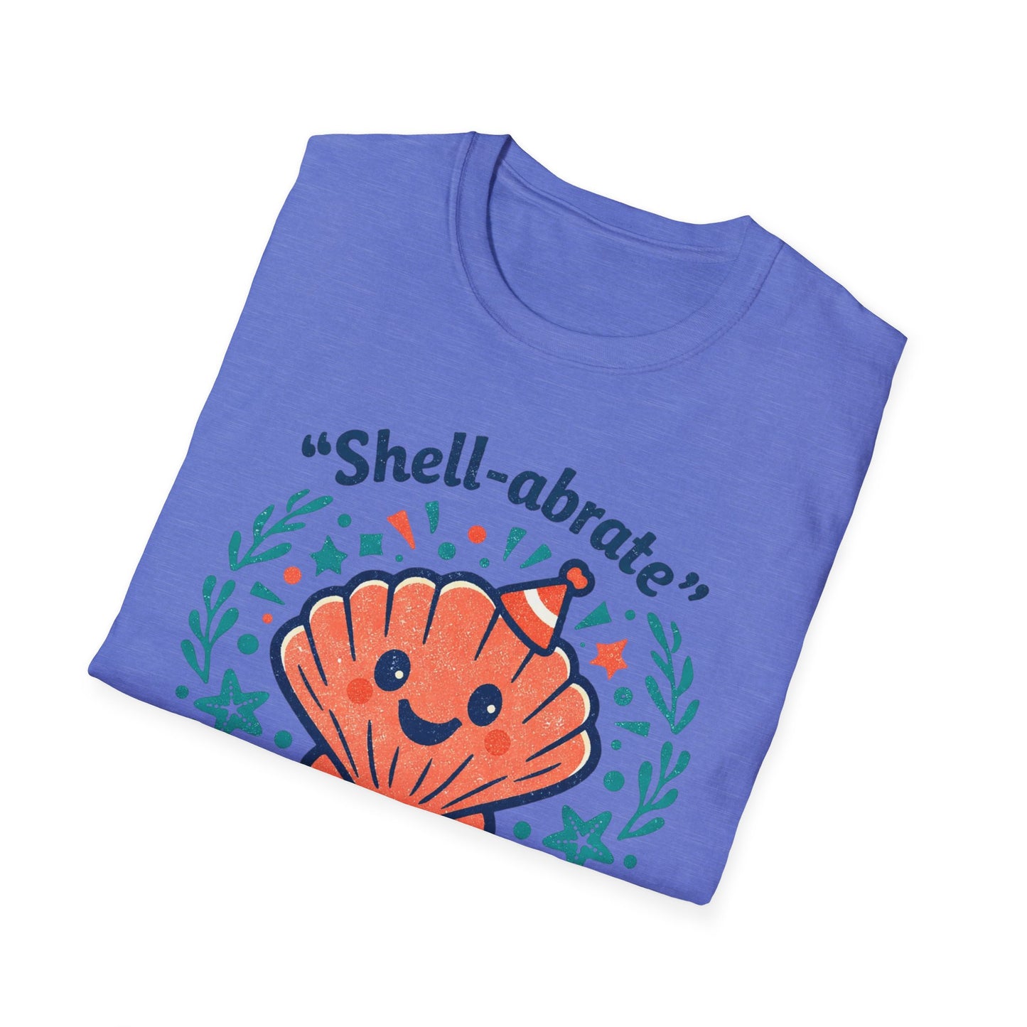Shell-abrate Happy Seashell T-Shirt — "life's little moments" Cute Beach Graphic Tee