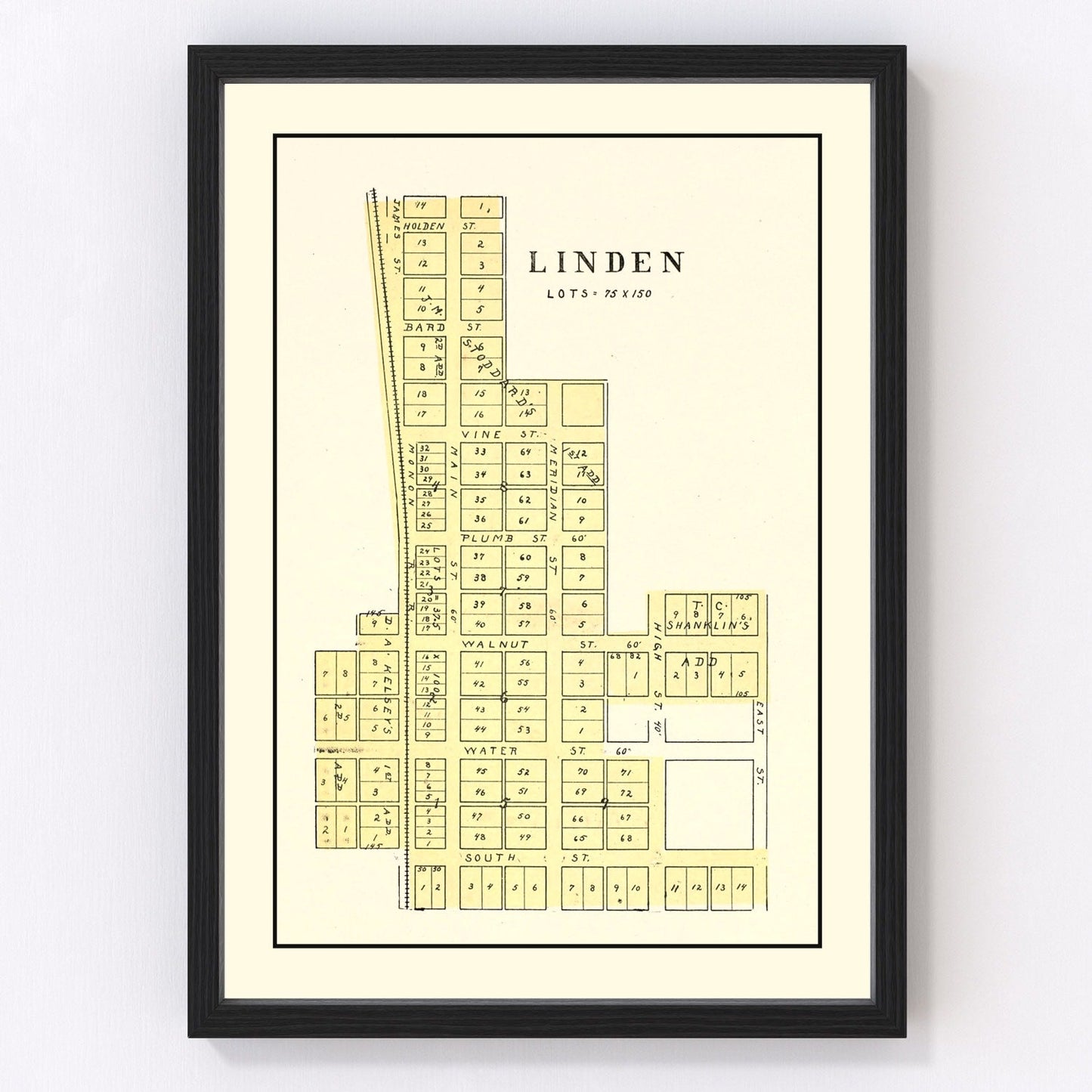 Vintage Map of Linden, Indiana 1898