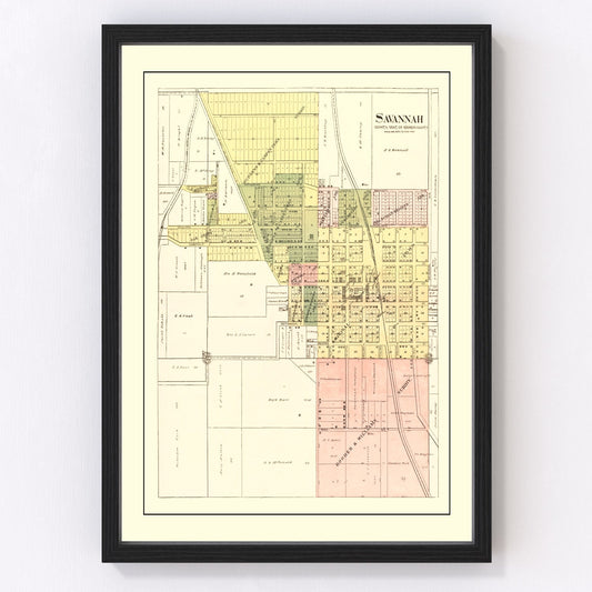 Vintage Map of Savannah, Missouri 1898