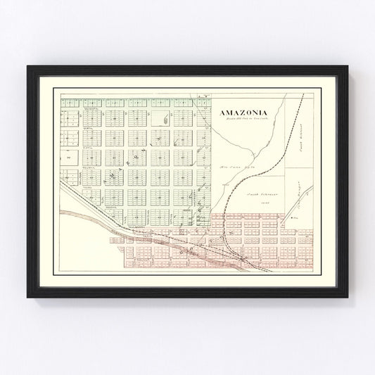 Vintage Map of Amazonia, Missouri 1898