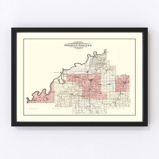 Vintage Map of Gibson County, Indiana 1899