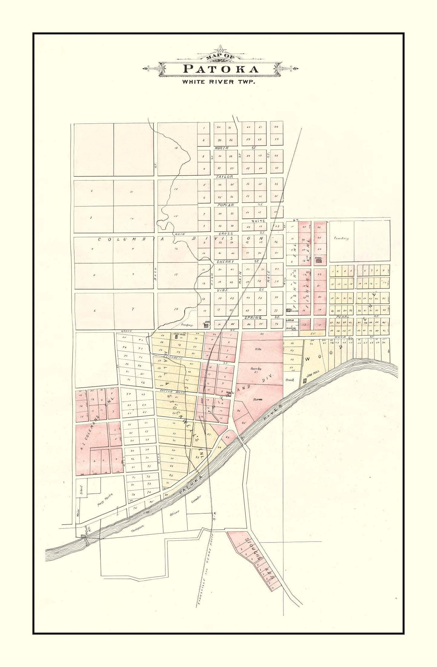 Vintage Map of Patoka, Indiana 1899