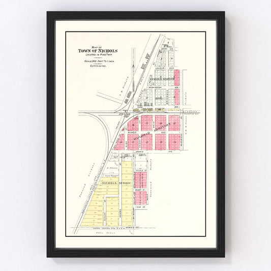 Vintage Map of Nichols, Iowa 1899