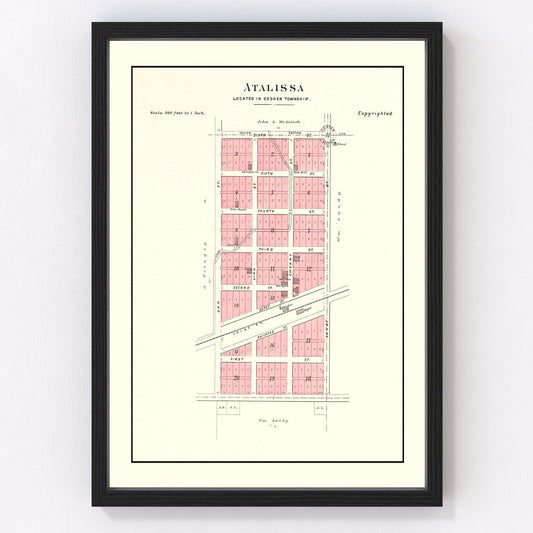 Vintage Map of Atalissa, Iowa 1899