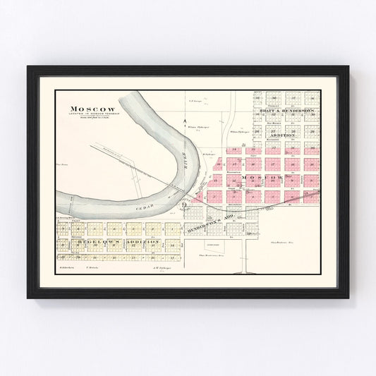 Vintage Map of Moscow, Iowa 1899