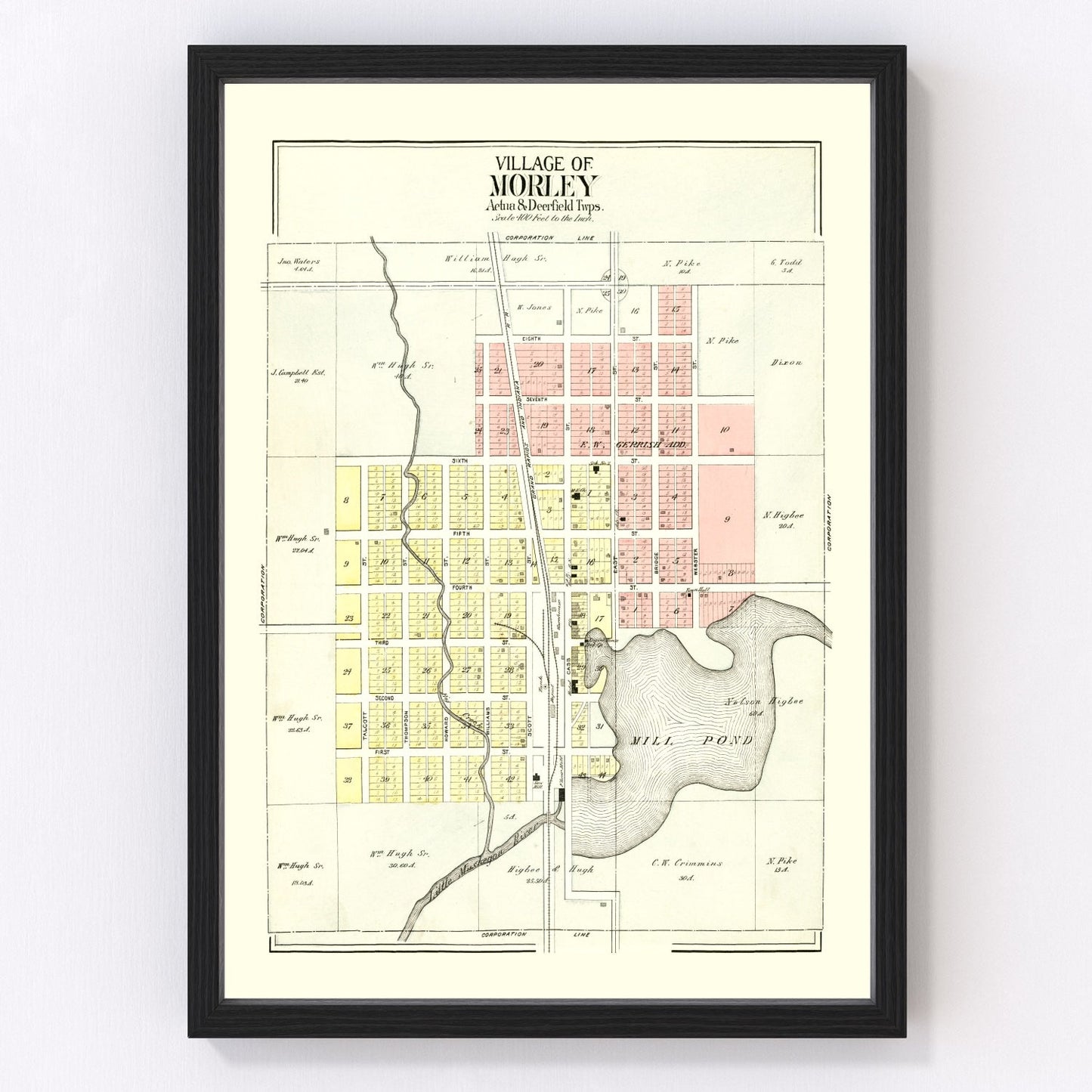 Vintage Map of Morley, Michigan 1900