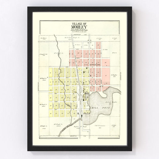 Vintage Map of Morley, Michigan 1900