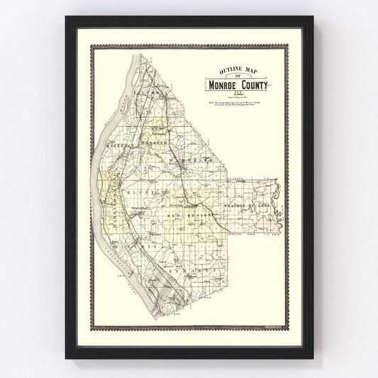 Vintage Map of Monroe County, Illinois 1901