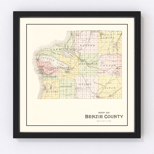 Vintage Map of Benzie County, Michigan 1901
