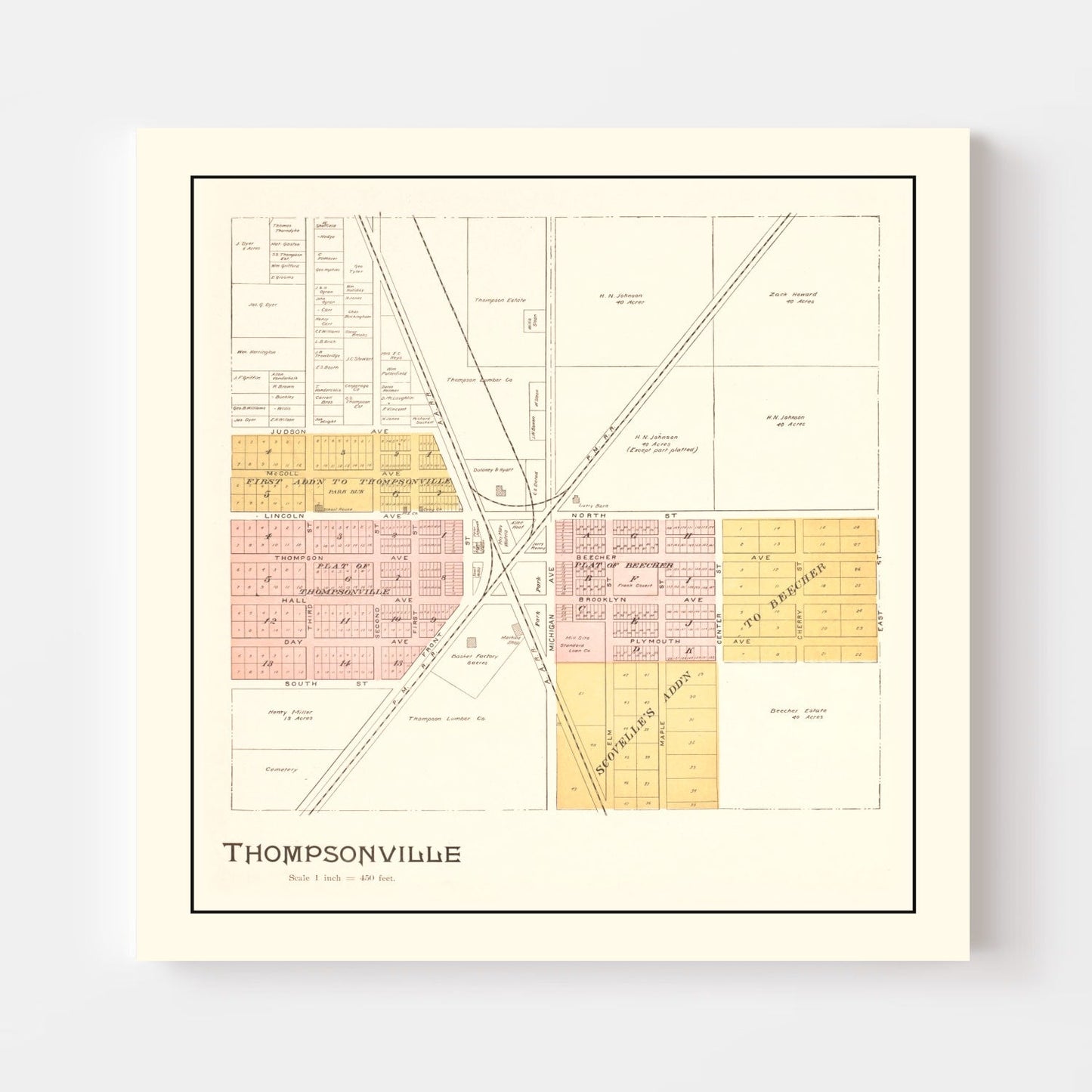 Vintage Map of Thompsonville, Michigan 1901