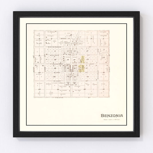 Vintage Map of Benzonia, Michigan 1901
